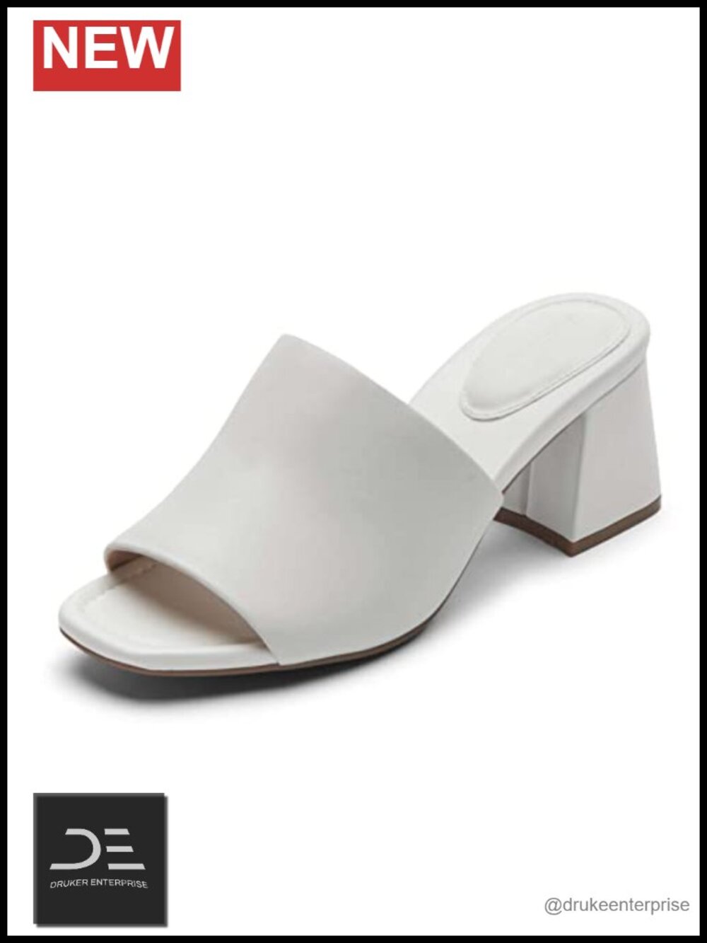 Rockport Farrah Slide Block Heel Pumps Leather Slip On Lightweight